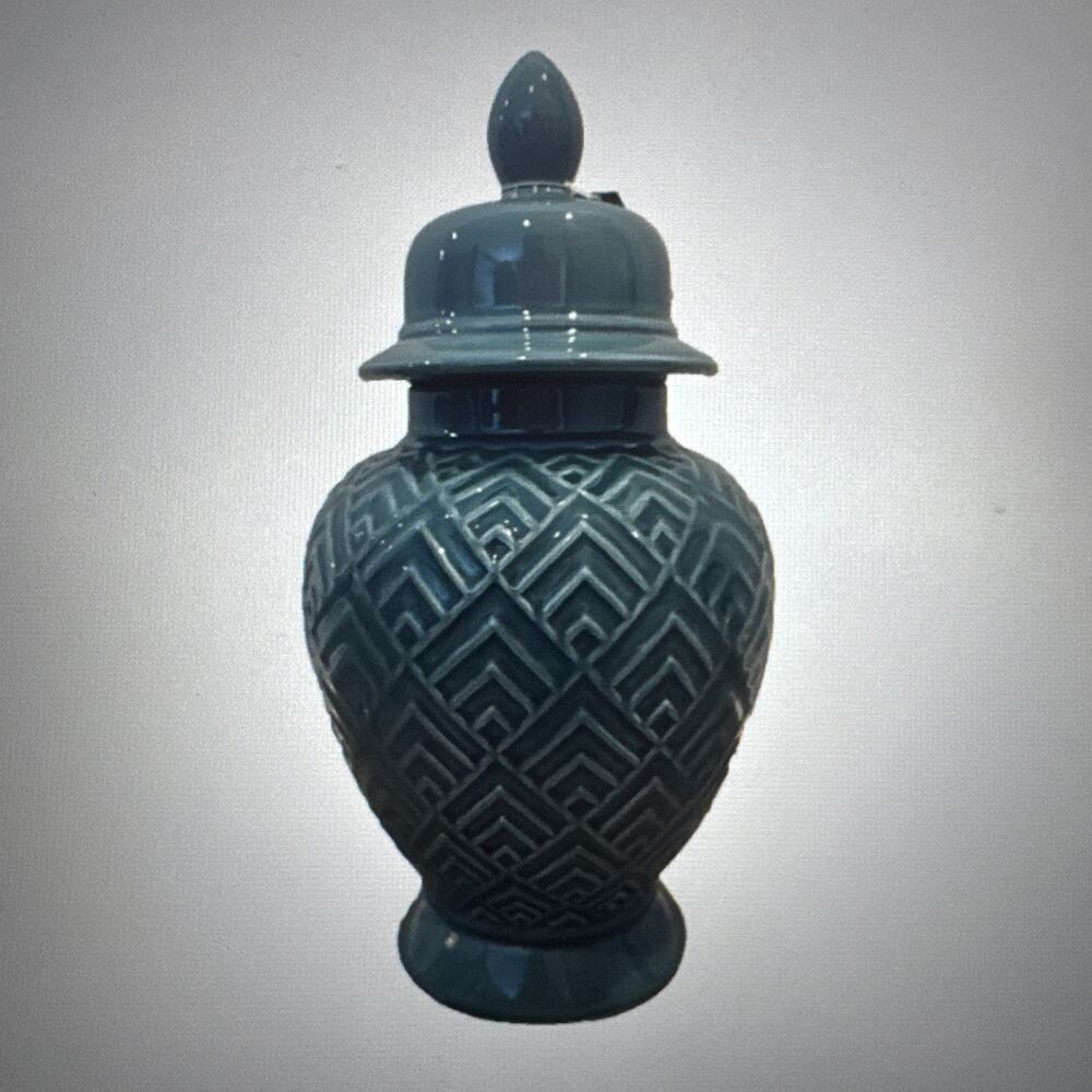 Blue Ginger Jar Vase Apropos Home Collection Hand & Earth Ceramic Decor
